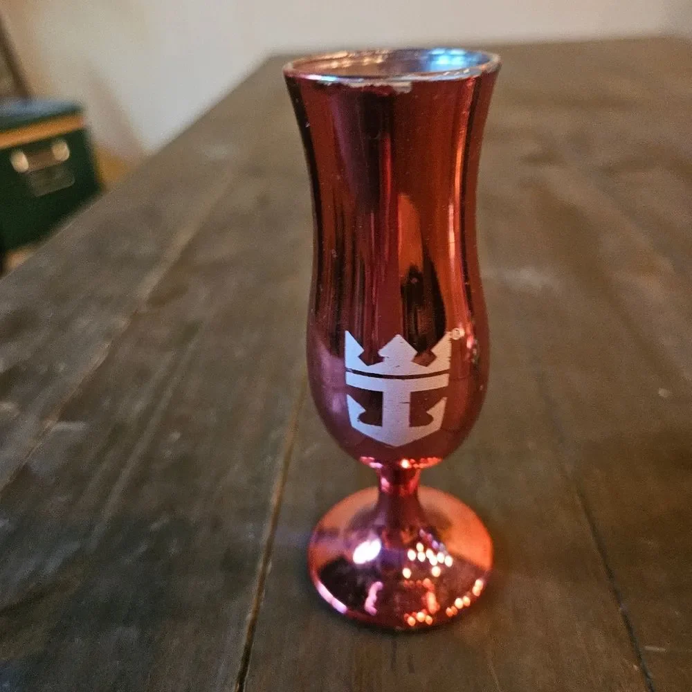 Royal Caribbean Crown & Anchor Metallic Pedestal Loving Cup Shot Glass Lot Of 5